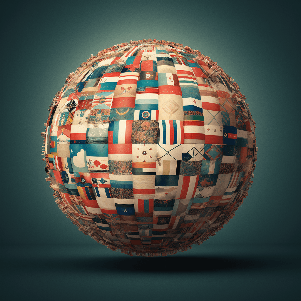 Globe with multiple 10% tariff badges radiating across world map