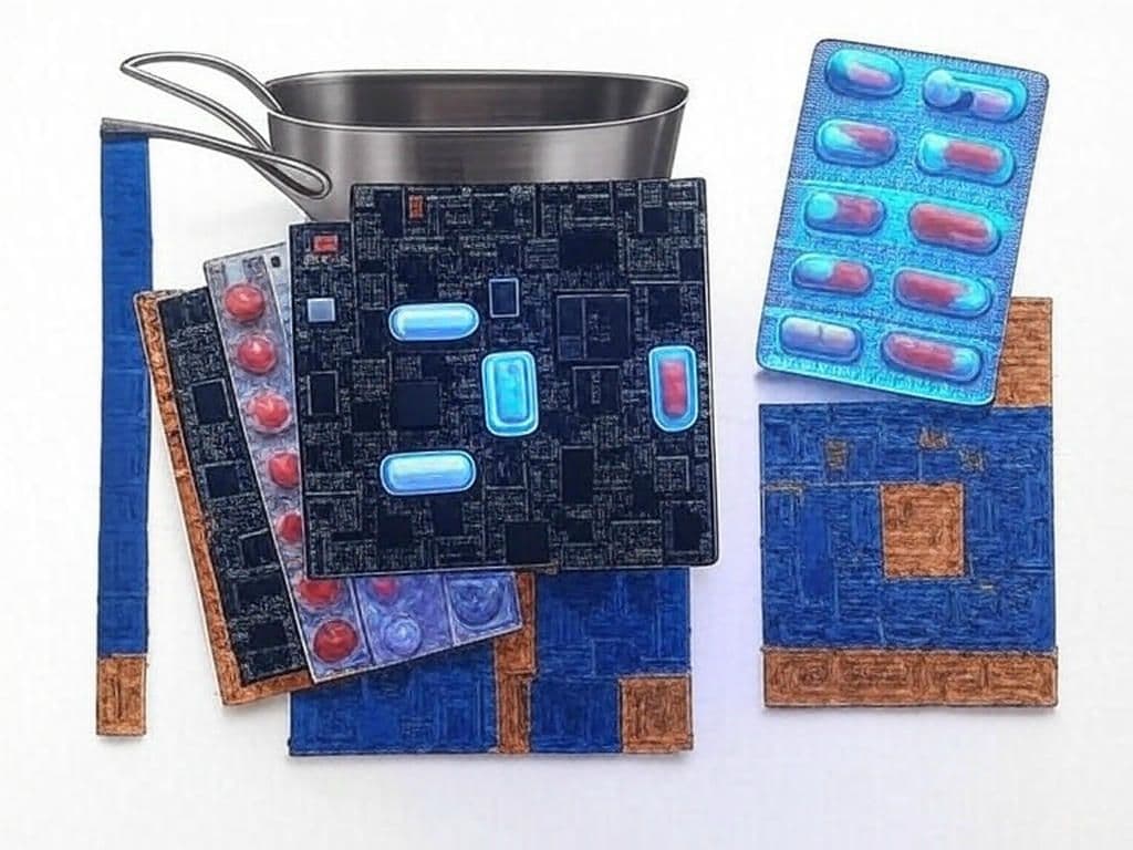 Collage of cookware, electronics, and medications with 25% tariff stamps